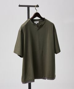 【キーネック】クリアポンチ フェイクレイヤード Tシャツ