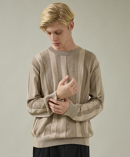ABAHOUSE / アバハウス ニット・セーター | ジオメトリック ストライプ プルオーバーニット | 詳細12
