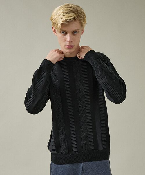 ABAHOUSE / アバハウス ニット・セーター | ジオメトリック ストライプ プルオーバーニット | 詳細17