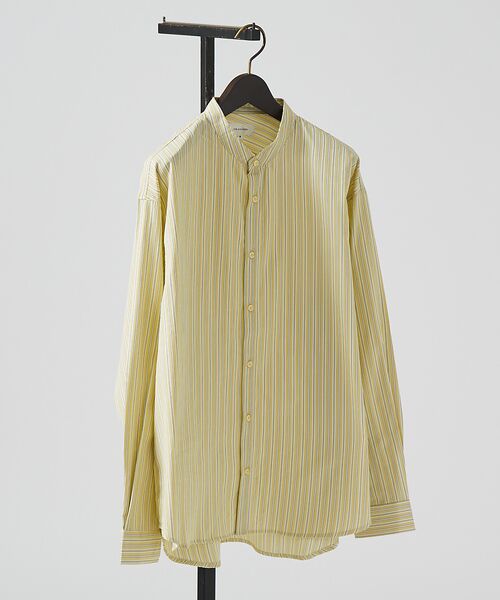 ABAHOUSE / アバハウス シャツ・ブラウス | 【バイアスヨーク】ストライプ バンドカラーシャツ / オーバーサイズ | 詳細3
