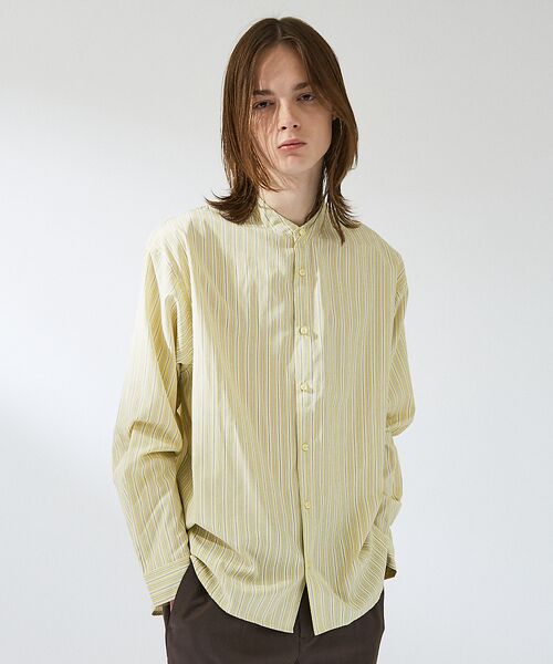 ABAHOUSE / アバハウス シャツ・ブラウス | 【バイアスヨーク】ストライプ バンドカラーシャツ / オーバーサイズ | 詳細5