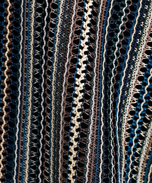 ABAHOUSE / アバハウス シャツ・ブラウス | 【Revo./レボ】透かし編みニットオープンカラーストライプ半端袖シャツ | 詳細4