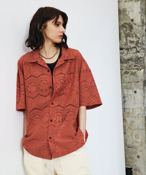 ABAHOUSE / アバハウス シャツ・ブラウス | 【Revo.レボ】透かし編みニットオープンカラー半端袖シャツ | 詳細11