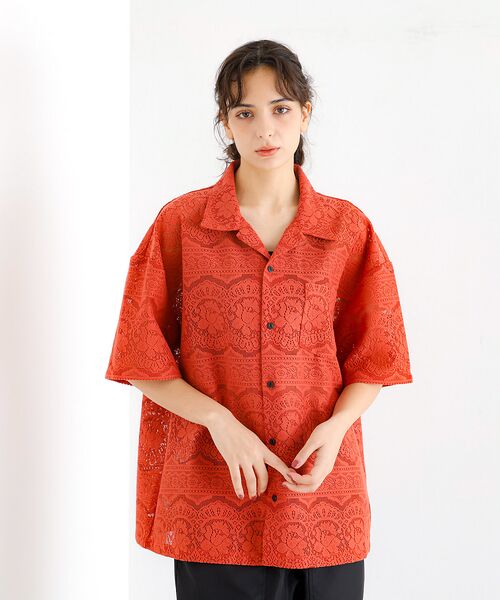 ABAHOUSE / アバハウス シャツ・ブラウス | 【Revo.レボ】透かし編みニットオープンカラー半端袖シャツ | 詳細12