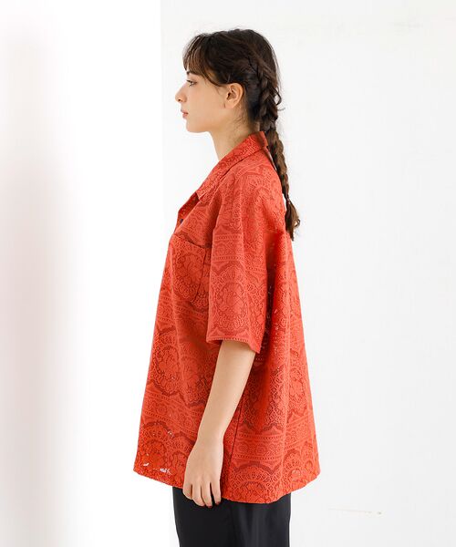 ABAHOUSE / アバハウス シャツ・ブラウス | 【Revo.レボ】透かし編みニットオープンカラー半端袖シャツ | 詳細13