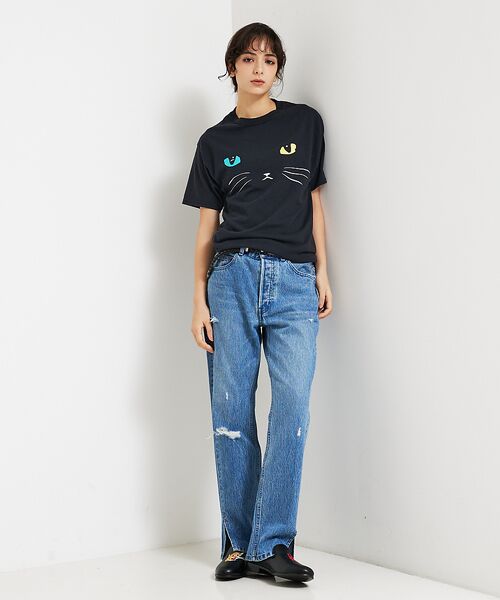 ABAHOUSE / アバハウス Tシャツ | 【JERZEES/ジャージーズ】 Black cat tee /odd eye/ | 詳細1