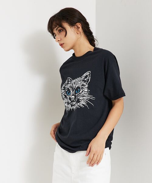 ABAHOUSE / アバハウス Tシャツ | 【JERZEES/ジャージーズ】 Black cat tee /odd eye/ | 詳細5