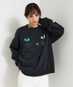 ABAHOUSE / アバハウス スウェット | 【JERZEES/ジャージーズ】 Black cat crew sweat /o