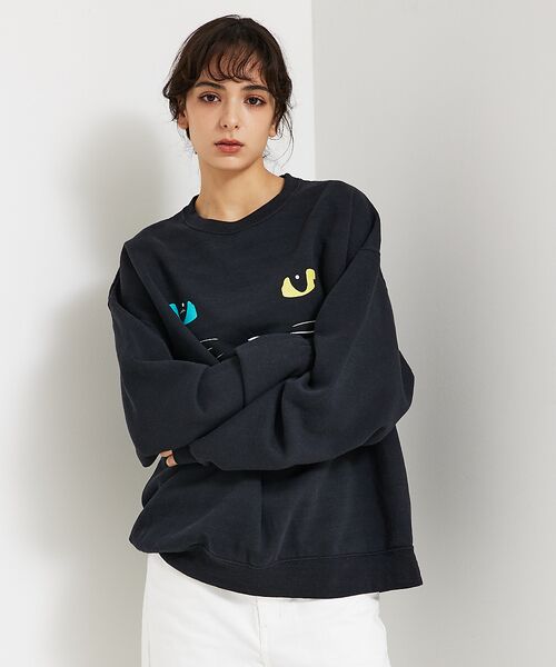 ABAHOUSE / アバハウス スウェット | 【JERZEES/ジャージーズ】 Black cat crew sweat /o | 詳細1