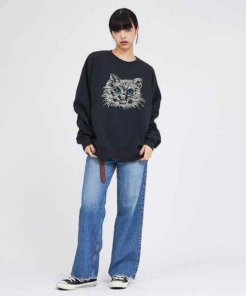 ABAHOUSE / アバハウス スウェット | 【JERZEES/ジャージーズ】 Black cat crew sweat /o | 詳細10