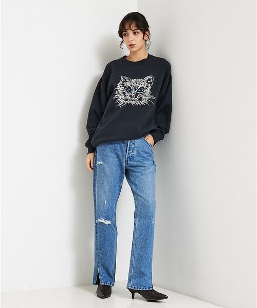 ABAHOUSE / アバハウス スウェット | 【JERZEES/ジャージーズ】 Black cat crew sweat /o | 詳細12