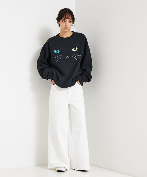 ABAHOUSE / アバハウス スウェット | 【JERZEES/ジャージーズ】 Black cat crew sweat /o | 詳細2