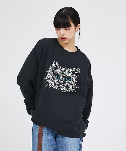 ABAHOUSE / アバハウス スウェット | 【JERZEES/ジャージーズ】 Black cat crew sweat /o | 詳細8