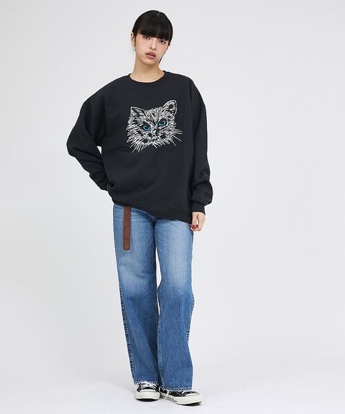 ABAHOUSE / アバハウス スウェット | 【JERZEES/ジャージーズ】 Black cat crew sweat /o | 詳細9
