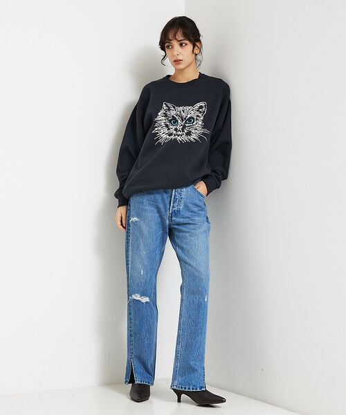 ABAHOUSE / アバハウス スウェット | 【JERZEES/ジャージーズ】 Black cat crew sweat /o | 詳細8