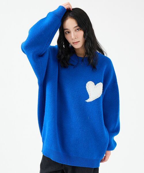 ABAHOUSE / アバハウス ニット・セーター | 【Revo.レボ】ワンポイントハートステッチルーズニット/ユニセックス/TH-3 | 詳細24