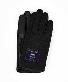 ABAHOUSE / アバハウス 手袋 | 【MOON】タッチパネル対応 / ツイード×ラムレザーグローブ