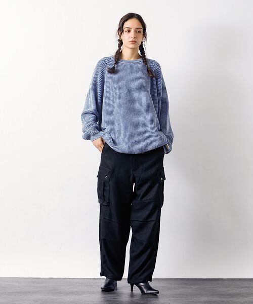 ABAHOUSE / アバハウス ニット・セーター | 【Revo.レボ】パウダーブリーチ加工ワッフルコットンニットクルー/ユニセックス | 詳細5