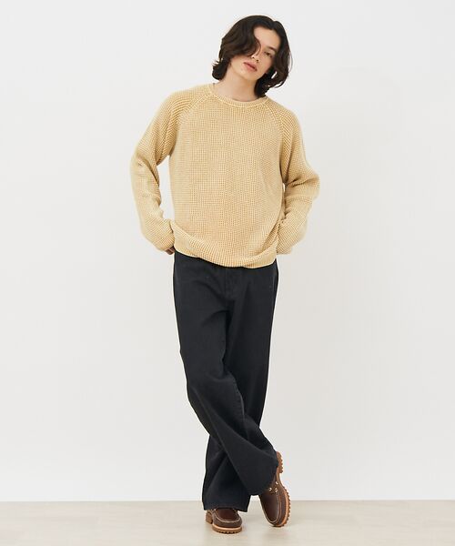 ABAHOUSE / アバハウス ニット・セーター | 【Revo.レボ】パウダーブリーチ加工ワッフルコットンニットクルー/ユニセックス | 詳細11