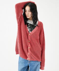 ABAHOUSE / アバハウス カーディガン・ボレロ | 【Revo.レボ】パウダーブリーチ加工ワッフルコットンニットカーディガン/ユニセ