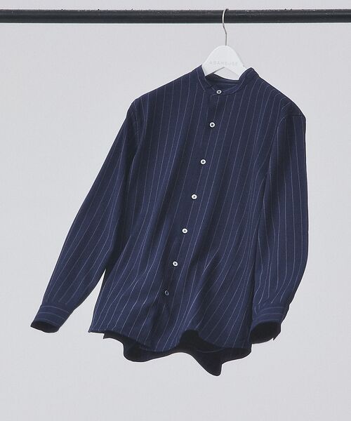 ABAHOUSE/アバハウス 【選べる】バンドカラー / レギュラーカラー ストライプシャツ ダークネイビー 46 ABAHOUSE/アバハウス 【選べる】バンドカラー / レギュラーカラー ストライプシャツ ダークネイビー 46