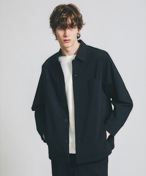 ABAHOUSE/アバハウス 【セットアップ対応】TUCK&DARTS シャツブルゾン / ドルマンスリーブ ブラック 48 ABAHOUSE/アバハウス 【セットアップ対応】TUCK&DARTS シャツブルゾン / ドルマンスリーブ ブラック 48
