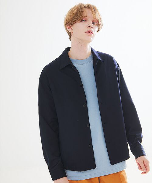 ABAHOUSE/アバハウス インバーテッドプリーツ シャツブルゾン ネイビー 48 ABAHOUSE/アバハウス インバーテッドプリーツ シャツブルゾン ネイビー 48