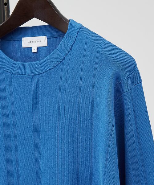 ABAHOUSE / アバハウス ニット・セーター | ランダムストライプ 総針プルオーバーニット / クルーネック | 詳細8