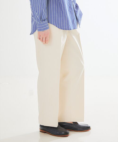 ABAHOUSE/アバハウス 1タック コットン ワイドトラウザーズ / ワイドパンツ オフホワイト 46 ABAHOUSE/アバハウス 1タック コットン ワイドトラウザーズ / ワイドパンツ オフホワイト 46