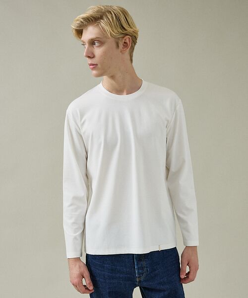 ABAHOUSE/アバハウス 【定番】ドレスポンチ クルーネック 長袖Tシャツ / ストレッチ ホワイト 48 ABAHOUSE/アバハウス 【定番】ドレスポンチ クルーネック 長袖Tシャツ / ストレッチ ホワイト 48