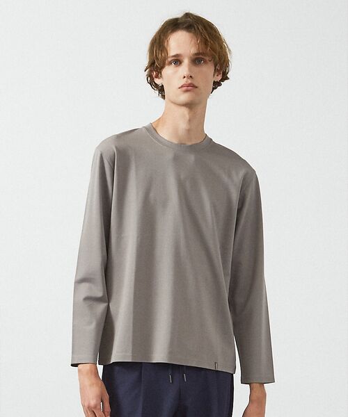 ABAHOUSE/アバハウス 【クルーネック】ストレッチポンチTシャツ / ロンT グレー 48 ABAHOUSE/アバハウス 【クルーネック】ストレッチポンチTシャツ / ロンT グレー 48