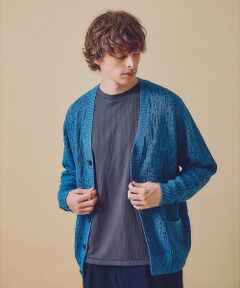 ABAHOUSE / アバハウス カーディガン・ボレロ | 【スカシ柄】インディゴヤーン接結カーディガン