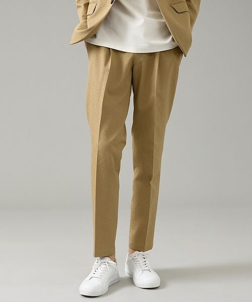 ABAHOUSE / アバハウス スラックス・ドレスパンツ | 【セットアップ対応】Air Dry イージースラックス / 軽量 ストレッチ 手（ベージュ）