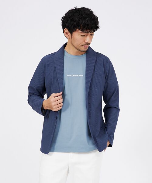 ABAHOUSE / アバハウス ブルゾン | ハニカムメッシュ ショールブルゾン(ブルーグレー)