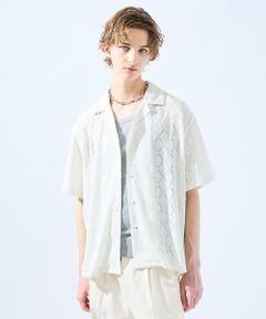 ABAHOUSE / アバハウス シャツ・ブラウス | 【AH ABAHOUSE】ダイヤ柄 シアーストレッチ 半袖シャツ