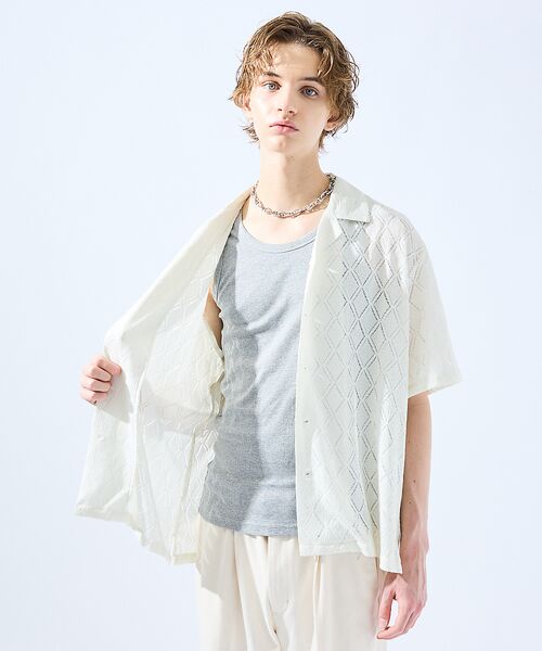 ABAHOUSE / アバハウス シャツ・ブラウス | 【AH ABAHOUSE】ダイヤ柄 シアーストレッチ 半袖シャツ | 詳細4