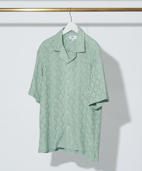 ABAHOUSE/アバハウス 【AH ABAHOUSE】ダイヤ柄 シアーストレッチ 半袖シャツ【予約】 セージグリーン 48 ABAHOUSE/アバハウス 【AH ABAHOUSE】ダイヤ柄 シアーストレッチ 半袖シャツ【予約】 セージグリーン 48