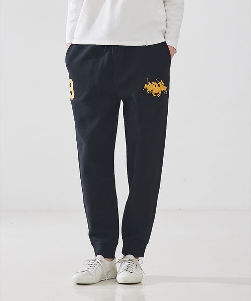 ABAHOUSE/アバハウス 【POLO RALRHLAUREN】トリプルポニー フリース ジョガーパンツ ブラック M ABAHOUSE/アバハウス 【POLO RALRHLAUREN】トリプルポニー フリース ジョガーパンツ ブラック M