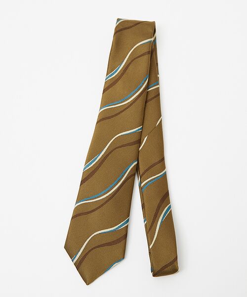 ABAHOUSE / アバハウス ネクタイ | シルクネクタイ レジメンタル風ウェーブ柄 / MADE IN JAPAN | 詳細1