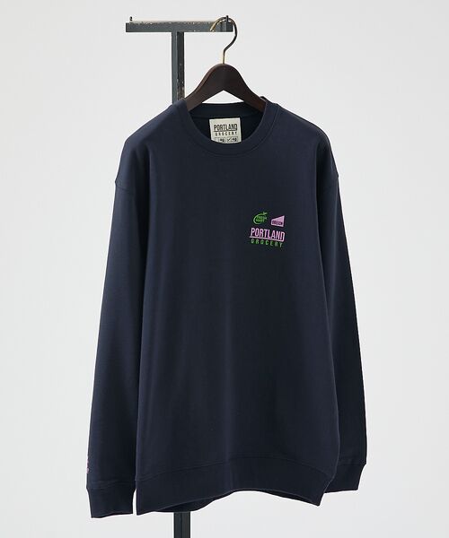 ABAHOUSE/アバハウス 【PORTLAND-GROCERY】ロゴプリント クルーネックスウェット / L ネイビー 48 ABAHOUSE/アバハウス 【PORTLAND-GROCERY】ロゴプリント クルーネックスウェット / L ネイビー 48