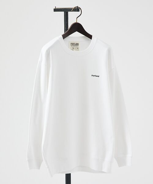 ABAHOUSE/アバハウス 【PORTLAND-GROCERY】バックプリント クルーネックスウェット / ホワイト 48 ABAHOUSE/アバハウス 【PORTLAND-GROCERY】バックプリント クルーネックスウェット / ホワイト 48