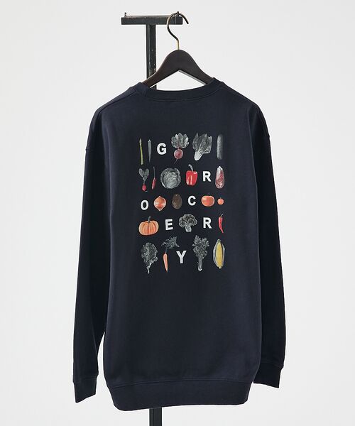 ABAHOUSE/アバハウス 【PORTLAND-GROCERY】バックプリント クルーネックスウェット / ネイビー 48 ABAHOUSE/アバハウス 【PORTLAND-GROCERY】バックプリント クルーネックスウェット / ネイビー 48