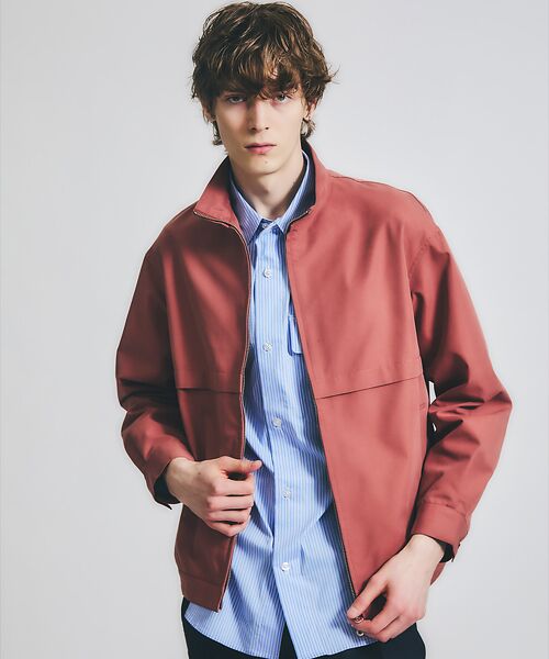 ABAHOUSE / アバハウス ブルゾン | シャンブレーツイル スタンドカラーブルゾン / ショートブルゾン(スモークピンク)