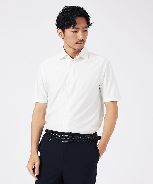 ABAHOUSE/アバハウス トリコットサッカー 半袖シャツ【予約】 ホワイト 50 ABAHOUSE/アバハウス トリコットサッカー 半袖シャツ【予約】 ホワイト 50