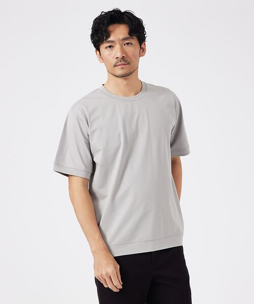 ABAHOUSE/アバハウス 【通年生地使用】シルケット天竺ワイドリブ 半袖Tシャツ【予約】 グレージュ 46 ABAHOUSE/アバハウス 【通年生地使用】シルケット天竺ワイドリブ 半袖Tシャツ【予約】 グレージュ 46