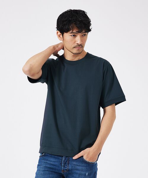 ABAHOUSE/アバハウス 【通年生地使用】シルケット天竺ワイドリブ 半袖Tシャツ【予約】 グリーン 46 ABAHOUSE/アバハウス 【通年生地使用】シルケット天竺ワイドリブ 半袖Tシャツ【予約】 グリーン 46