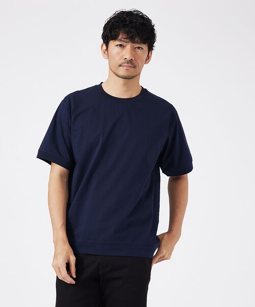 ABAHOUSE/アバハウス 【通年生地使用】シルケット天竺ワイドリブ 半袖Tシャツ【予約】 ネイビー 50 ABAHOUSE/アバハウス 【通年生地使用】シルケット天竺ワイドリブ 半袖Tシャツ【予約】 ネイビー 50