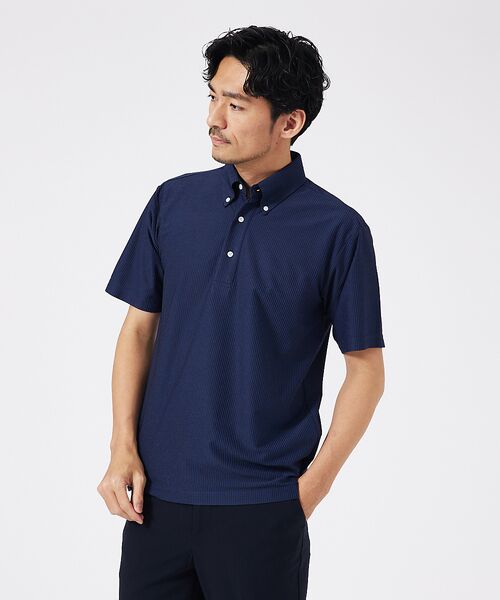 ABAHOUSE/アバハウス トリコットサッカー ボタンダウン ポロシャツ【予約】 ネイビー 50 ABAHOUSE/アバハウス トリコットサッカー ボタンダウン ポロシャツ【予約】 ネイビー 50