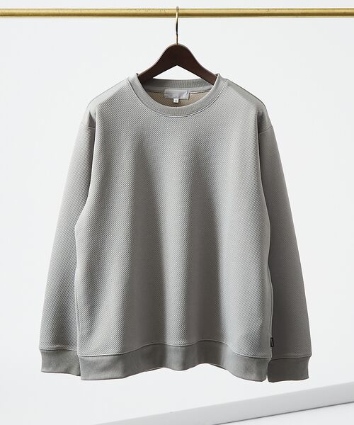ABAHOUSE/アバハウス ドットツイル ダンボール クルーネック プルオーバー チャコールグレー 46 ABAHOUSE/アバハウス ドットツイル ダンボール クルーネック プルオーバー チャコールグレー 46