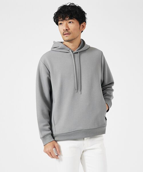 ABAHOUSE/アバハウス ドットツイル ダンボール プルパーカー チャコールグレー 46 ABAHOUSE/アバハウス ドットツイル ダンボール プルパーカー チャコールグレー 46
